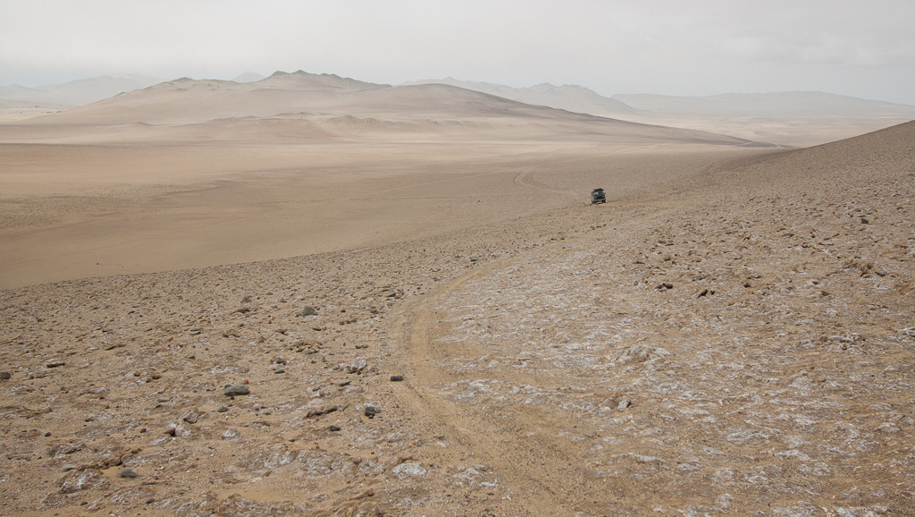 The road gradually disappeared and then we were just following faint tracks up steep dunes.